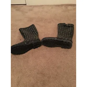 Merona Women's Polka Dot Rain Boots Rubber Boots Water Black Size 9 thumbnail 7