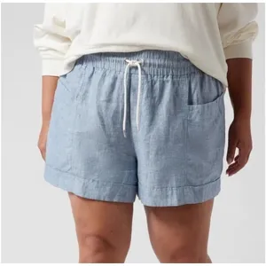 Athleta Cabo Blue Linen Shorts,‎ Size 24 thumbnail 1