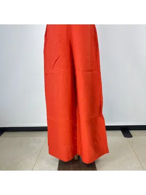 NWT Farm Rio Red 3D Petals Bodice Euroflax Premium Linen Jumpsuit Sz M Wide-Leg thumbnail 7
