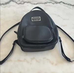 GUESS Black Mini Backpack | Silver Logo Plaque | Y2K Minimal Chic thumbnail 1