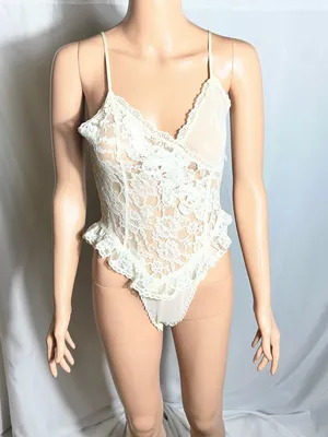 Vintage Y2K Victoria’s Secret Lace Teddy Sheer Ivory Lingerie Small thumbnail 1