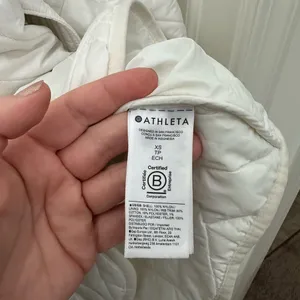 Athleta Mendocino Coat Zipper Front Belted Magnolia White Puffer Women’s Size XS thumbnail 7