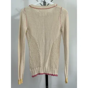 Anthropologie Angel Of The North Sweater Size S Ivory Knit Fringe Boho Crochet thumbnail 4