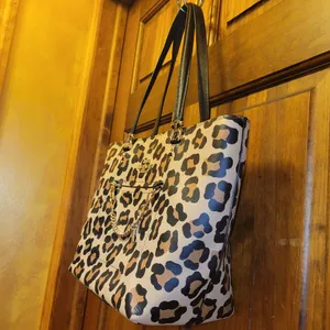 PRICE DROP Coach Town Car Ocelot Leopard Print Tote Leather Tan, Brown & Black thumbnail 4