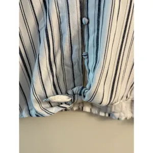 Sim And Sam Womens‎ White Blue Striped 100% Rayon Size Medium thumbnail 4