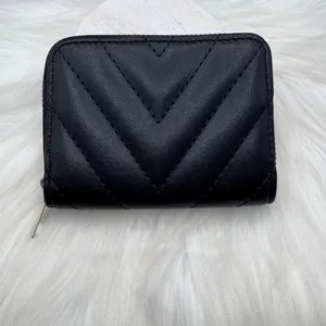 Black Quilted Faux Leather Zip Wallet thumbnail 3