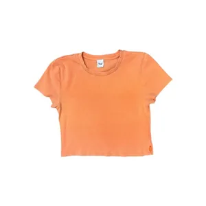 Aritzia TNA Ribbed Cropped Baby Tee Size Large Orange Stretch Cotton Casual thumbnail 2
