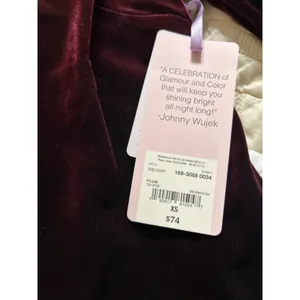 NEW Johnny Wujek Velvet Holiday Open Back Bow Mini Dress XS $74 thumbnail 3