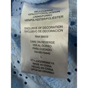 GB Eyelet Lace Mini Dress Womens L Light Blue Braided Tie Waist Long Sleeve Boho thumbnail 11