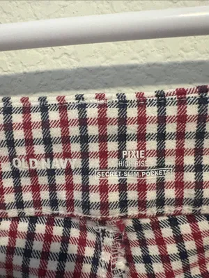 Old Navy Red,White, and black Gingham pixie high rise secret slim pocket pants 6 thumbnail 2