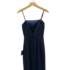 Lulus Feeling Elegant Navy Blue Lace-Up Slit Maxi Dress size XS NWT thumbnail 6