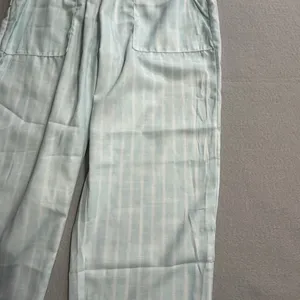 Women's Light Blue and White Striped Pull On Drawstring Waist Pant Size S #26057 thumbnail 2