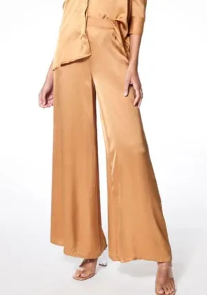 Young Fabulous and Broke Aiko Silky Satin Wide Leg High Waist Pant W1538 Sz S thumbnail 11