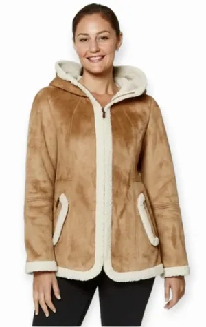 Koolaburra by UGG Hooded Shearling Jacket Tan Brown Size XL NWT thumbnail 1