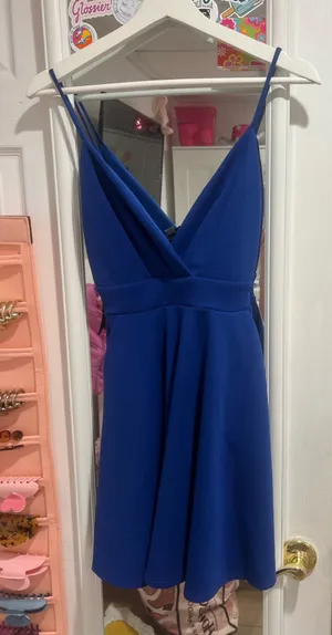 Lulus Dress Mini Blue Skater thumbnail 1