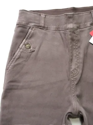 NWT SPANX 20312R Stretch Twill Cropped Wide Leg in Smoke Khaki Pants S thumbnail 4