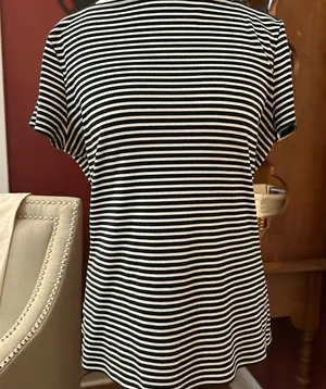Lauren Ralph Lauren Black and White Boxy Polo Tee thumbnail 1