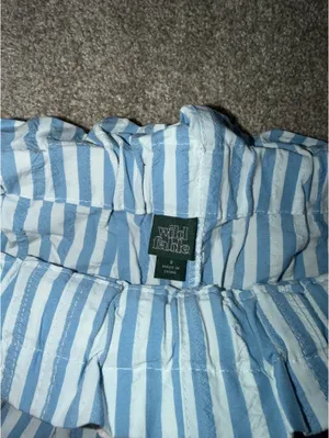 Wild Fable Blue and White Striped Paperbag Shorts thumbnail 3