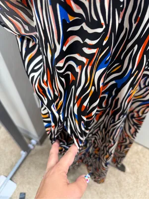 van winkle & co. Zebra Stripe V-Neck Short Dolman Sleeve Satin Midi Caftan Lg thumbnail 5