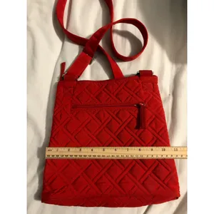 Vera Bradley Crossbody Bag Quilted Microfiber Red Orange Slim Adjustable Strap thumbnail 6
