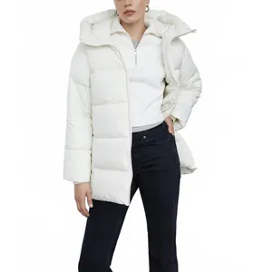 Mango Hood Quilted Coat Puffer Jacket Off White NWT 2XL thumbnail 8