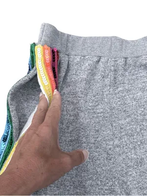Lola And The Boys Heather Grey Rainbow Sequins Crew Neck Joggers Knit Set Small thumbnail 8