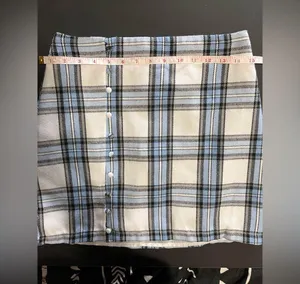 BLUE RAIN Plaid Fleece Button Lined Mini Skirt Y2K Women’s Sz S EUC thumbnail 7