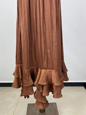 NWOT Farm Rio Ruffled Sleeveless V-Neck Midi Dress Brown Size L thumbnail 10