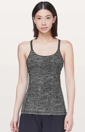 Lululemon Free To Be Serene Tank Top Black Ice Gray Strappy Back Size 8 thumbnail 1