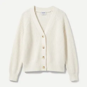 Old Navy Womens Cream Shaker-Stitch‎ Button-Front Cardigan Sweater Large White thumbnail 3