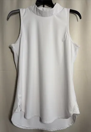 Peter Millar Women’s Mock Neck Sleeveless Button Back White Golf Top UPF 50+ S thumbnail 1