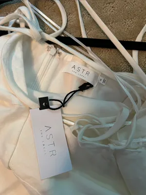 NWT ASTR The Label Brayden White Linen Blend Midi Dress Bridal Shower, Medium thumbnail 7