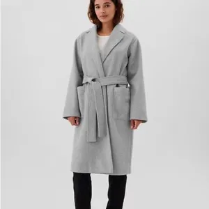 NWT GAP Light Gray Coat New‎ Belted Pockets Trench Long thumbnail 2