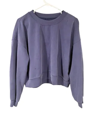 Lululemon Softstreme Perfectly Oversized Cropped Crew Blue Sweatshirt thumbnail 1