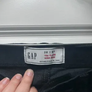 Gap 70s Flare High Rise Absolute Black Corduroy Pants 28 6R Retro Boho minimal thumbnail 3