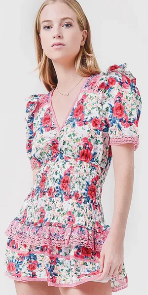 Loveshackfancy Rena Floral Mini Dress Size Medium thumbnail 1