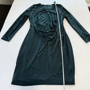 Ralph Lauren Dark‎ Green Jonni Faux Leather Trim Ruched Sheath Dress Size 16 thumbnail 8