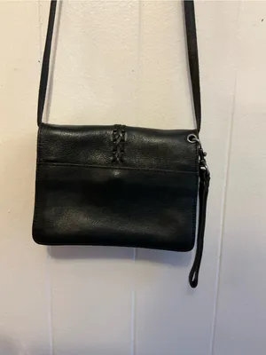 Rare Vintage Black Leather Patricia Nash Bianco Crossbody Organizer Handbag Bag thumbnail 7