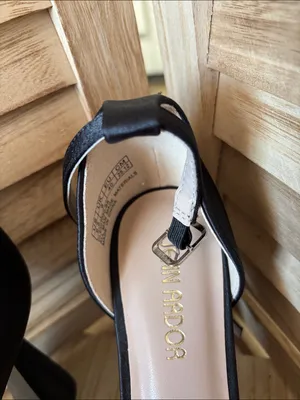 Jenn Ardor Black Satin Pointed-Toe Slingback Heels Crystal Bow 8.5 Brand New thumbnail 3
