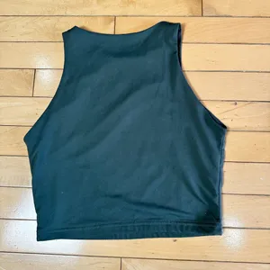 REORIA DOuble Layer Smoothing High Neck Crop Top Size Small Olive Green thumbnail 6