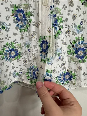 Zara Collared Button-down Balloon Sleeve Crop Blouse Burnout Floral Print size L thumbnail 7