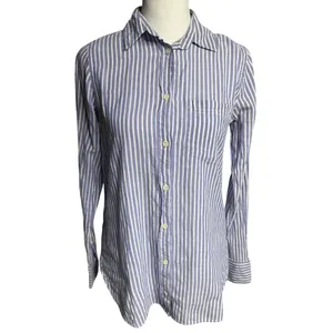J.Crew Boy Fit Blue White Striped Button Up Shirt Size 00 Cotton Stretch thumbnail 2