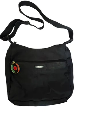 Black Crossbody Shoulder Bag with Front Zip Pocket thumbnail 1