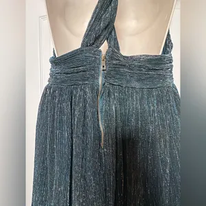 NWT Crystal Sky Deep V-neck Pleated Sparkle Iridescent Women’s Cocktail Dress LG thumbnail 9