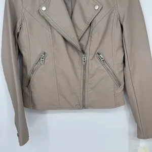 Blank Nyc Life‎ Changer Moto Jacket Womens Small Beige Leather Asymmetrical Zip thumbnail 5