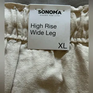 NWT Sonoma Women’s Tan Chinos High Rise Wide Legs Linen Blend Pull On Sz XL thumbnail 4