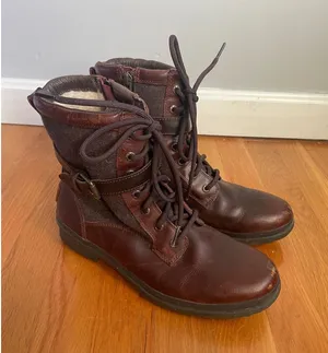 UGG Kesey Waterproof Leather Wool Combat Boot Winter Shearling 8.5 Brown 1005264 thumbnail 1