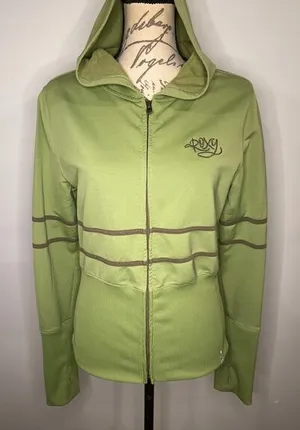 Roxy zip front stretch hooded fitted jacket L thumbnail 1