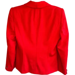Escada‎ Margaretha Ley VINTAGE Cherry Red Cashmere Blazer Shawl Collar Womens 4 thumbnail 3