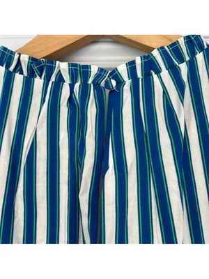 J. Crew Tiered Cotton Dobby Dress in Cape Blue White Green Stripe Large thumbnail 4